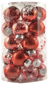 DECOLED Sada ozdob, prům. 6 cm, červená