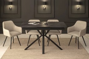 Vintino Rozkladací jedálenský stôl KAIRON 140–180 cm – sivý matný / čierna oceľ