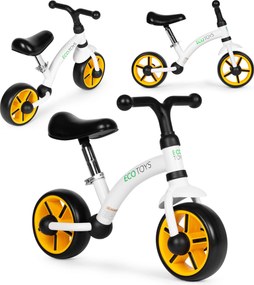 ECOTOYS detské odrážadlo s EVA kolesami, nastav. sedadlo 33–41 cm, biele, blokáda riadenia