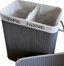 TRENDIE Bambusový kôš na prádlo 100l šedý + DARČEK