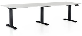 Výškovo nastaviteľný stôl OfficeTech Long, 240 x 80 cm, čierna podnož, svetlo sivá