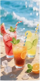 Rýchloschnúca XL plážová osuška COLD DRINKS farebná 100 x 180 cm, 100% mikrovlákno