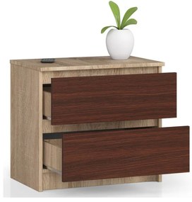 Nočný stolík K60 2SZ CLP dub sonoma / wenge