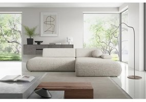 Rohová rozkladacia sedacia súprava s úložným priestorom do tvaru L PRATO pravá béžová