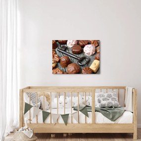 Obraz čokolády a kľúče (70x50 cm)
