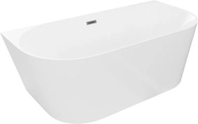 Mexen Oval Slim, voľne stojaca vaňa ku stene 170 x 80 cm, biela lesklá, grafitový prepad, 52661708000-95