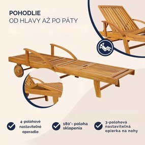 Záhradné lehátko TAMI SUN, 195,5x69x85cm, prírodná hnedá Jurhan