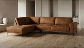 Koňakovohnedá rohová pohovka z imitácie kože (ľavý roh) Copenhagen – Scandic