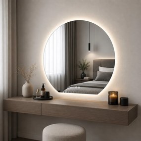 Mereo Mereo, zrkadlo okrúhle s rovnou hranou 800x740 mm, ambientné LED osvetlenie a odhmlievanie, MER-CN185