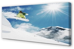 Obraz canvas Man mountain snow board 100x50 cm