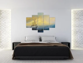 Obraz - Maľba lode na mori (150x105 cm)