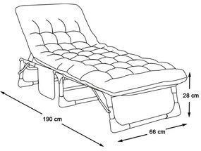 Skladacia kempingová posteľ s nastaviteľnou opierkou hlavy, s matracom v dvoch farbách