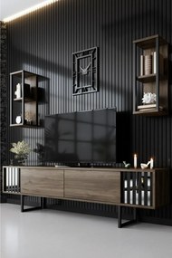 TV stolík s policami Chrome Walnut a Black