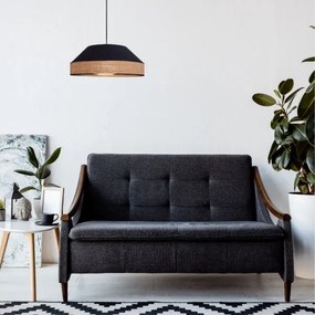 Luster na lanku MANISO 1xE27/60W/230V pr. 45 cm čierna/béžová