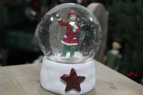 Vianočná snehová guľa s dievčatkom 13cm