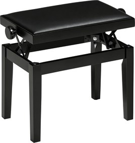 HOMCOM Stolička na klavír s nastaviteľnou výškou a koženým poťahom - Čierna, 63 x 33 x 45-56 cm | Aosom