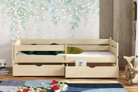 Detská posteľ z masívu borovice ZORA so šuplíkmi - 200x90 cm - PRÍRODNÁ BOROVICA