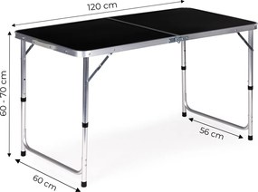 Skládací turistický stůl Veloca 120x60 cm černý