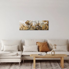 Obraz - Abstraktná kvetinová maľba (s hodinami) (90x30 cm)