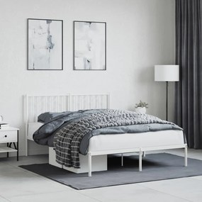 Kovový rám postele s čelom biely 140x190 cm 374486