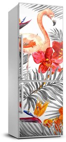 Foto nálepka na chladničku Plameniaky a kvety FridgeStick-70x190-f-115695348