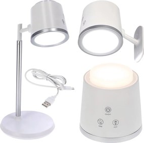 JU Biela stolná LED lampa 4 v 1, 6 W