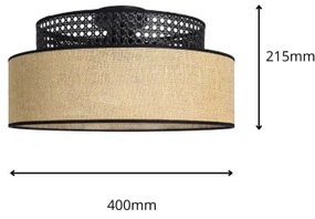 Stropné svietidlo BOHO 1xE27/60W/230V pr. 40 cm čierna/ratan