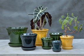 Malý kvetináč Københavner s podstavcom s glazúrou 12 cm zelený