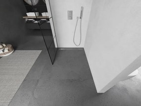 Mexen Kioto, sprchová zástena Walk-In 80 x 200 cm, 8mm číre sklo čierny vzor, brúsená oceľ profil, 800-080-101-97-77