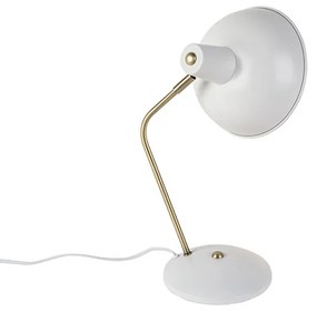 Retro stolná lampa biela s bronzom - Milou