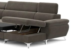 Rozkladacia rohová sedačka CATANIA do U, ľavá, hnedá, s úložným priestorom