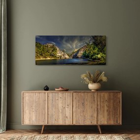 Obraz krajiny s jazerom (120x50 cm)