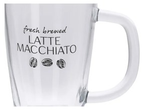 Sklenený hrnček s lyžičkou Latte 300 ml sada 2ks