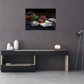 Obraz - Ruže a husle (70x50 cm)