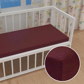 Detské jersey napínacie prestieradlo do postieľky JR-011 Bordó 60 x 120 x 10 cm - do postieľky