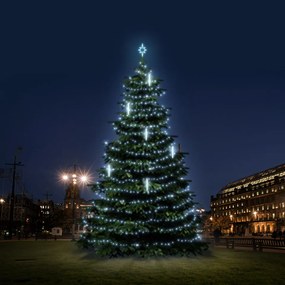 DECOLED LED svetelná súprava pre vianočné stromčeky vysoké 12-14 m, ľadovo biela s padajúcim snehom