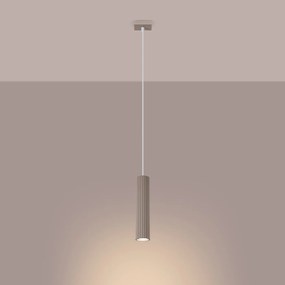 Závesné svietidlo Karbon, 1x tmavobéžové hliníkové tienidlo