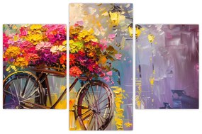 Obraz - Bicykel s kvetmi (90x60 cm)
