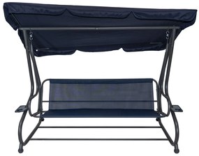 Záhradná hojdačka so strieškou, skladacia 2x1 námornícka modrá