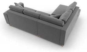 Svetlosivá zamatová rozkladacia/s úložným priestorom rohová pohovka (ľavý roh/do L) Kyoto – Cosmopolitan Design