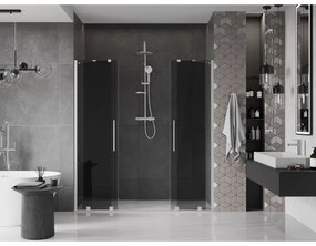Mexen Velar Duo, posuvné sprchové dvere do otvoru 180 cm, 8mm šedé sklo, brúsená oceľ, 871-180-000-42-97