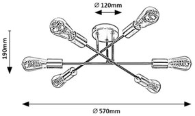 Rabalux 71026 - Prisadený luster BRANWEN 6xE27/25W/230V