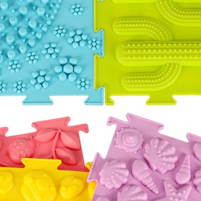 KIK Montessori smyslová podložka pro děti, 8 dílů, 6 textur, pastelové barvy