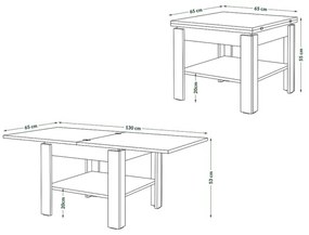 Rozkladací konferenčný/jedálenský stôl s odkladacou poličkou LIA dub craft/čierna