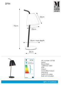 Markslöjd 107730 - Stolná lampa SPIN 1xE27/40W/230V