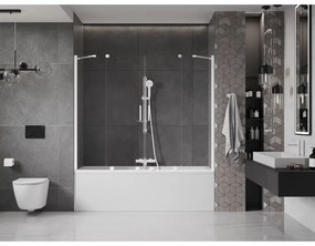 Mexen Velar Duo, 2-krídlová posuvná vaňová zástena 180 x 150 cm, 8mm číre sklo, biely profil, 896-180-000-02-20