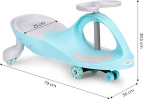Gravitačné jazdítko ECOTOYS s LED kolesami, gumové, modré - pre deti od 3 rokov
