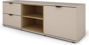 TV skrinka so zásuvkami Avola, 140 cm, béžová kašmír/dub cremona