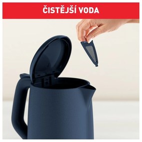 Tmavomodrá plastová rýchlovarná kanvica 1,7 l KO2M0410 – Tefal