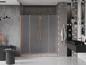 Mexen Velar Duo, posuvné sprchové dvere do otvoru 180 cm, 8mm sklo námraza, medená matná, 871-180-000-32-65